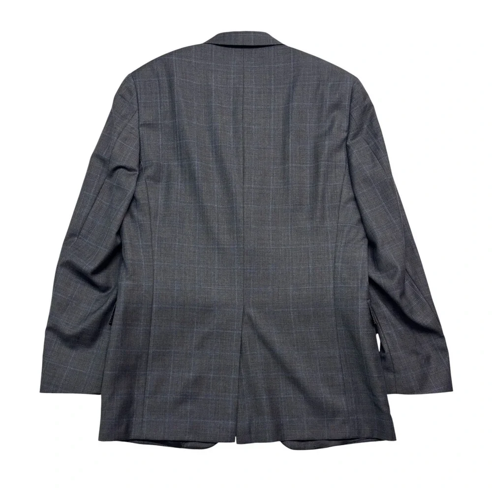 Hart Schaffner Marx 40L 34x30 Charcoal Windowpane 2pc Pant Suit USA Wool Chicago
